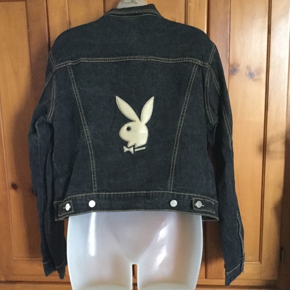 PLAYBOY Jackets & Blazers - Playboy bunny logo black denim jacket